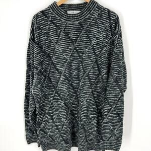 FIUME Made in Italy Vintage Mens Wool Blend Diamond Knit Sweater Size XXL